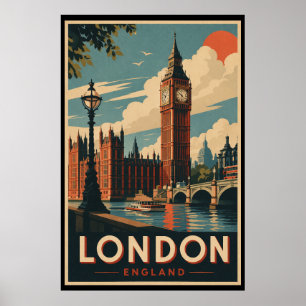 Poster Voyage à Londres Rétro
