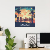 Poster Voyage à Miami Floride Rétro Vintage (Bureau à domicile)