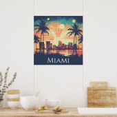 Poster Voyage à Miami Floride Rétro Vintage (Cuisine)