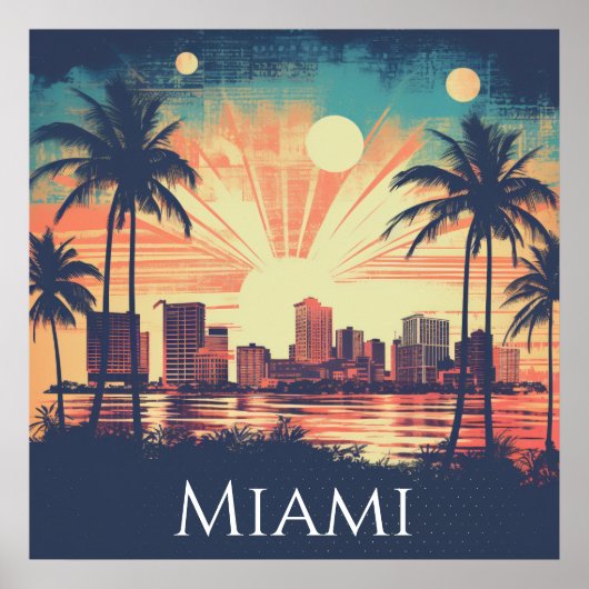 Poster Voyage à Miami Floride Rétro Vintage (Devant)
