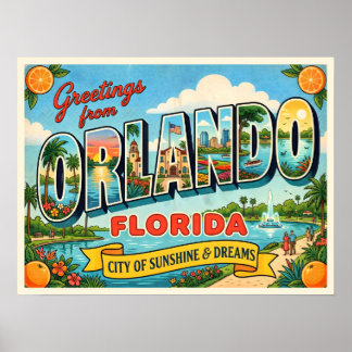 Poster Voyage à Orlando Floride Vintage