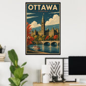 Poster Voyage à Ottawa Canada à l'ancienne (Bureau à domicile)