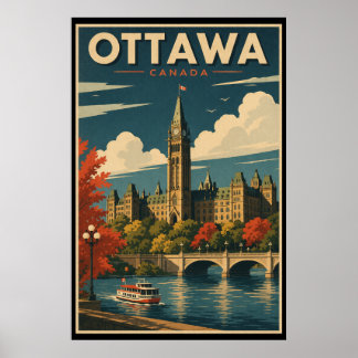 Poster Voyage à Ottawa Canada à l'ancienne