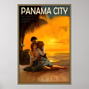 Poster Voyage à Panama City Sunset Bay County Floride Pla
