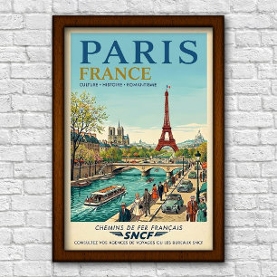 Poster Voyage à Paris, France années 1960