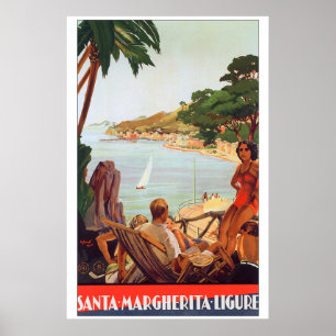 Poster Voyage à Père Noël Margherita Ligure Italie