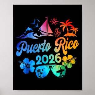Poster Voyage à Porto Rico 2026 Teinture de plage Trip ét