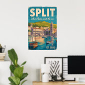 Poster Voyage à Split Croatie Cité Rétro (Bureau à domicile)