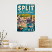 Poster Voyage à Split Croatie Cité Rétro (Cuisine)