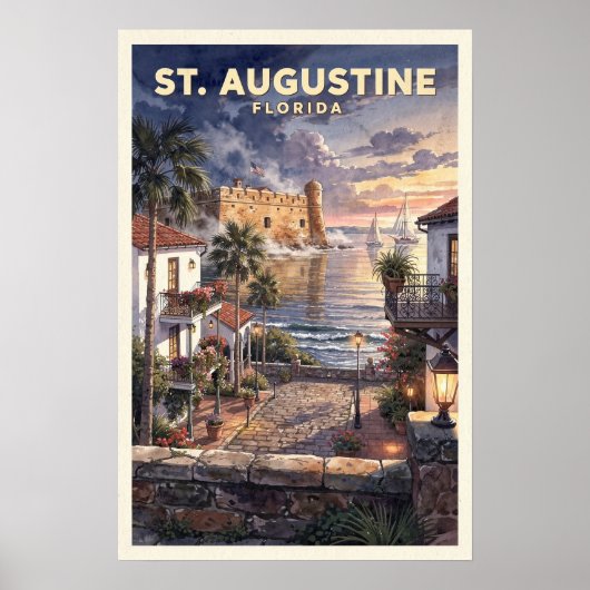 Poster Voyage à St. Augustine Floride Vintage (Devant)