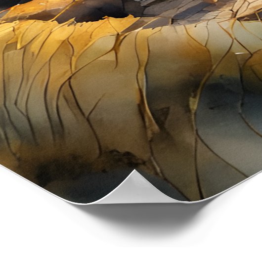 Poster "Voyage à travers les monts Misty : Aquarelle Noir (Coin)