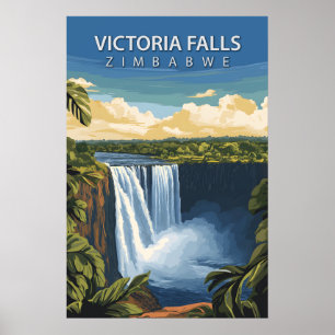 Poster Voyage à Victoria Falls Zimbabwe vintage