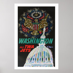 Poster Voyage aérien de style vintage à Washington DC dan