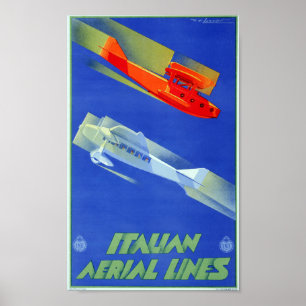 Poster Voyage aérien vintage en Italie