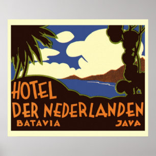 Poster Voyage Ancien Jakarta Indonésie Hôtel Nederlanden