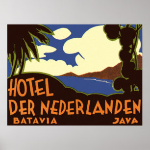 Poster Voyage Ancien Jakarta Indonésie Hôtel Nederlanden