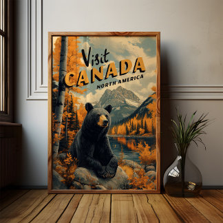 Poster Voyage Antique Ours Noir du Canada