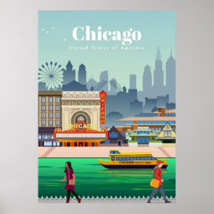 Poster Voyage Art Voyage À Chicago
