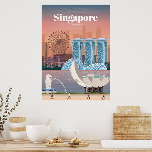 Poster Voyage Art Voyage à Singapour (Cuisine)