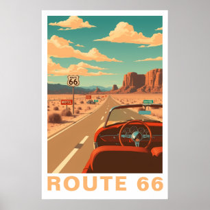 Poster Voyage Artistique Classique Route 66