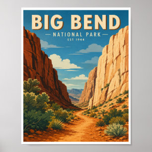 Poster Voyage au Big Bend National Park à l'ancienne