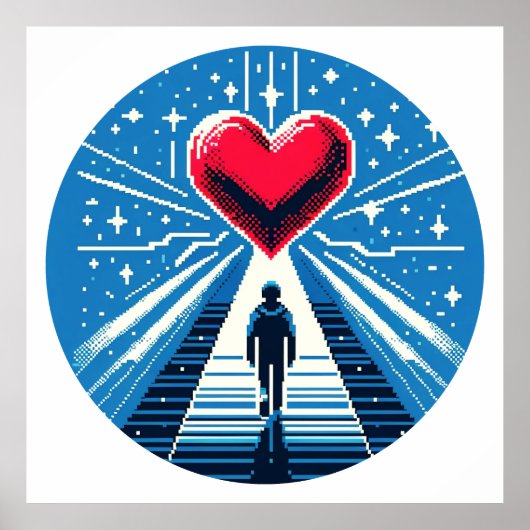 Poster Voyage au coeur - Design d'art pixel émotionnel (Devant)