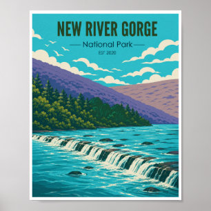 Poster Voyage au Parc national de New River Gorge à l'anc