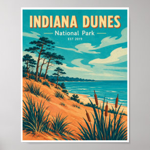 Poster Voyage au Parc national des dunes de l'Indiana vin