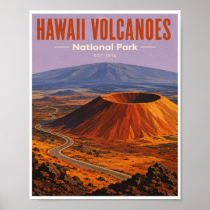 Poster Voyage au Parc national des volcans d'Hawaï vintag
