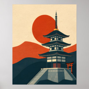 Poster Voyage au sanctuaire japonais vintage