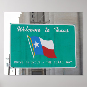 Poster Voyage au Texas Highway Sign