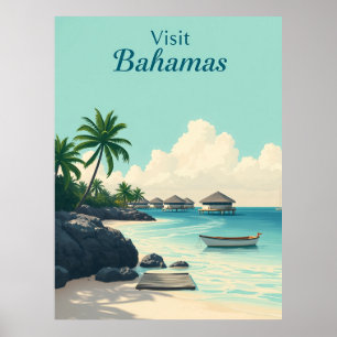 Poster Voyage aux Bahamas vintage