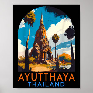 Poster Voyage Ayutthaya Voyage Vacances Été Ayutthaya Th