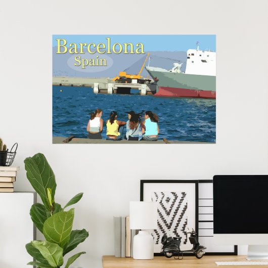 Poster Voyage Barcelone, Espagne (Bureau à domicile)