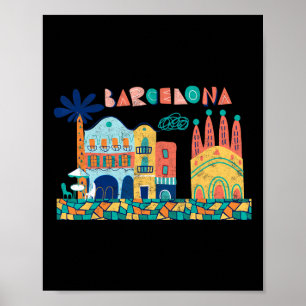 Poster Voyage Barcelone Espagne Europe Espagnol Famille V