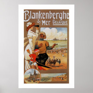 Poster Voyage Blankenberge de plage d'été d'époque de