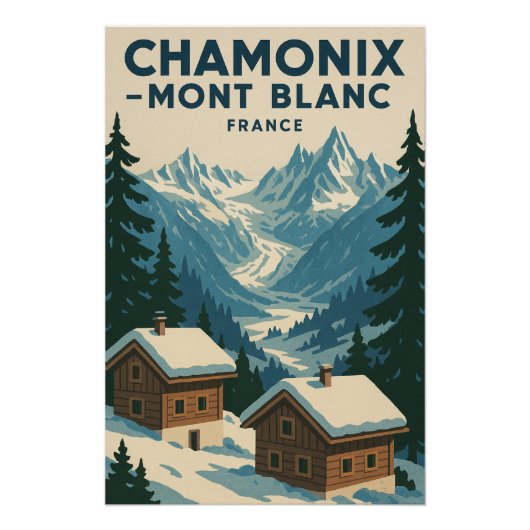 Poster Voyage CHAMONIX — MONT BLANC (Devant)