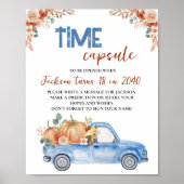 Poster Voyage Citrouille bleu Anniversaire Heure Capsule  (Devant)