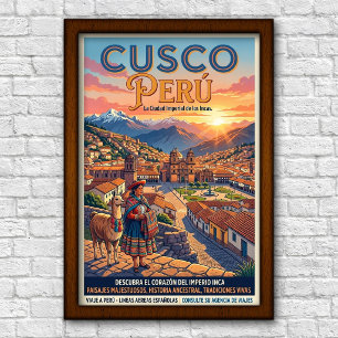 Poster Voyage dans le Cusco des années 1960, Pérou