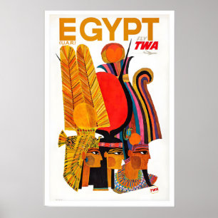 Poster Voyage dans le monde Egypte Le Caire Pyramides Rét