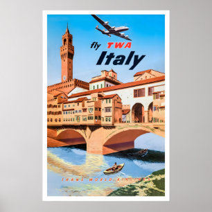 Poster Voyage dans le monde Florence Toscane Italie Rétro
