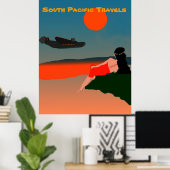 Poster Voyage dans le Pacifique Sud (Bureau à domicile)
