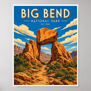 Poster Voyage dans le Parc national de Big Bend à l'ancie