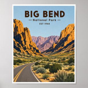 Poster Voyage dans le Parc national de Big Bend Vintage