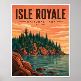 Poster Voyage dans le parc national de l'Isle Royale d'ép