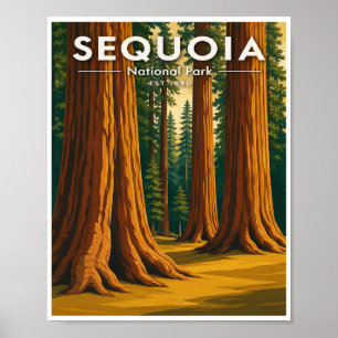 Poster Voyage dans le Parc national de Sequoia vintage
