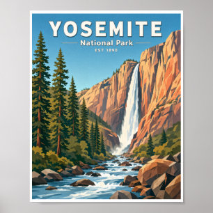 Poster Voyage dans le Parc National de Yosemite Vintage