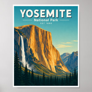 Poster Voyage dans le Parc National de Yosemite Vintage