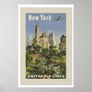 Poster Voyage dans le style vintage du parc central de Ne