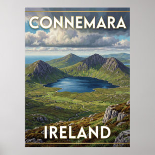 Poster Voyage dans les montagnes des Twelve Bens en Irlan